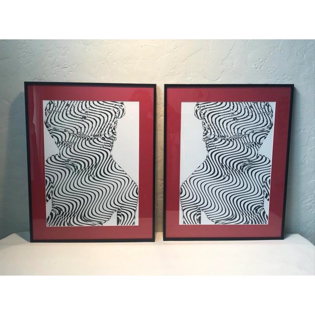 Metal Modernist Abstract Figures Op Art Print Lithographs - a Pair For Sale - Image 7 of 7
