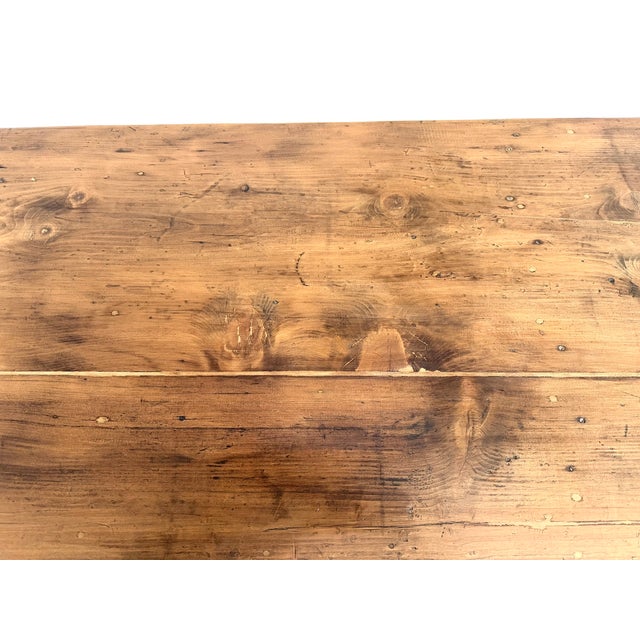 Brown Pine Farmhouse Table with Tapered Legs, 1950s For Sale - Image 8 of 18