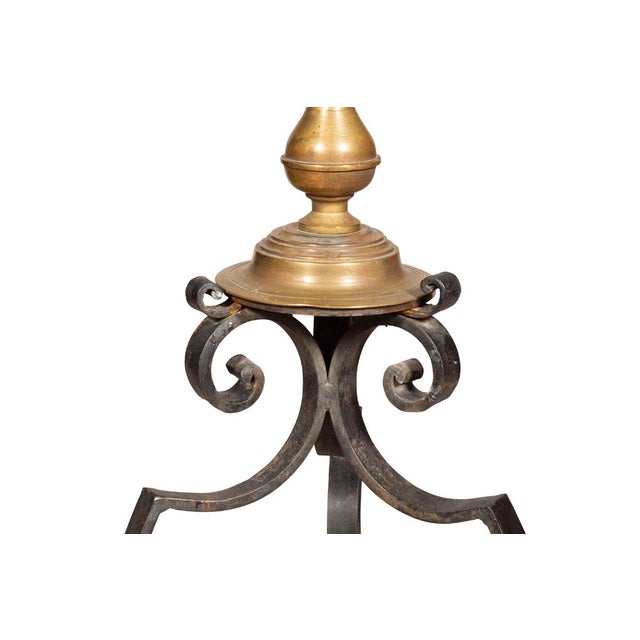 Metal Pair of Wrought Iron and Bronze Torcheres For Sale - Image 7 of 9