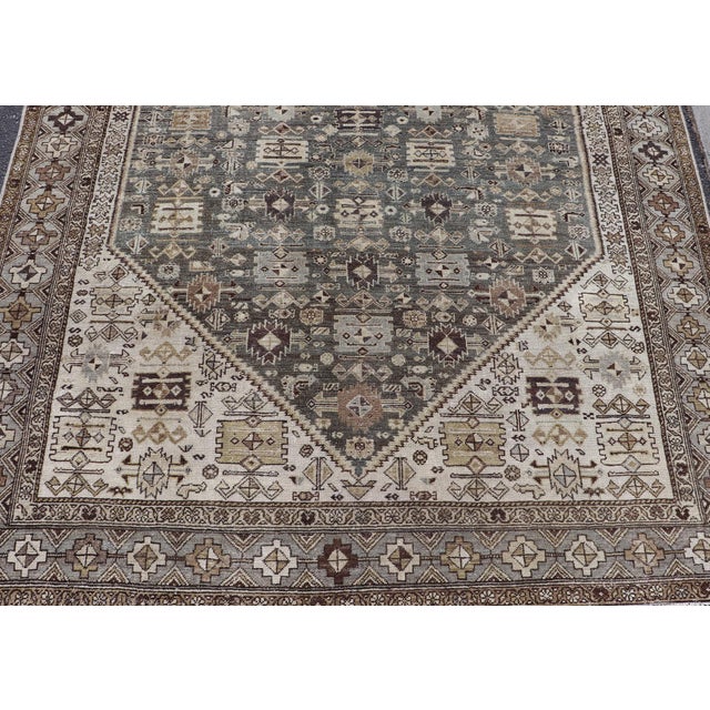 Antique Persian Malayer Gallery Rug With Soft Blue Field Tribal Design 7'5"x18'0" For Sale - Image 11 of 16