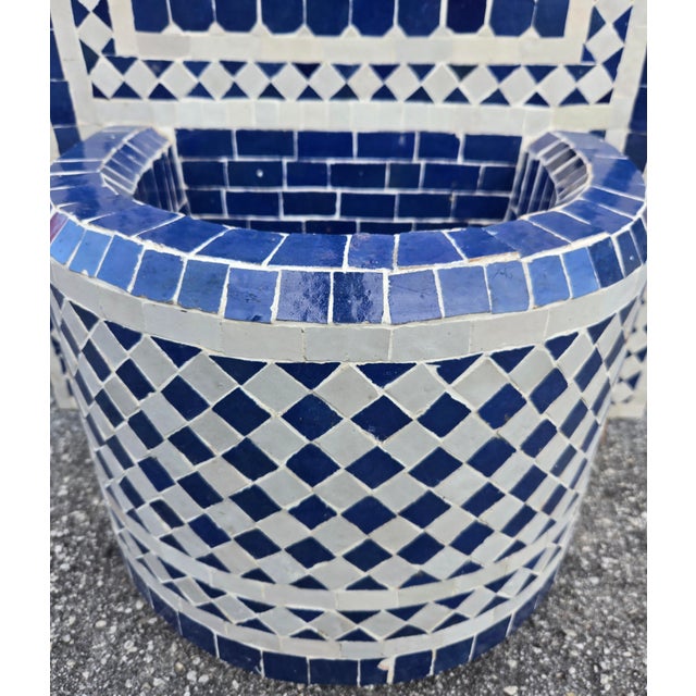 Blue and White Arched Moroccan Mosaic Tile Fountain For Sale In Orlando - Image 6 of 6
