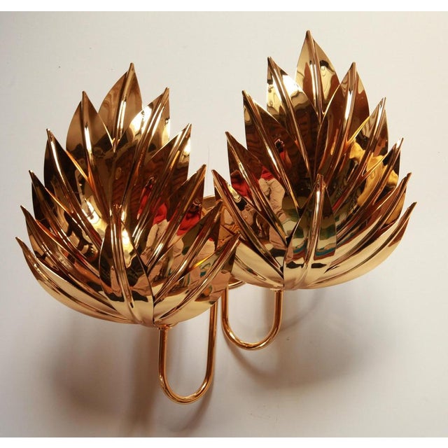 Large Gilt Brass Palm Lamp attributed to Maison Jansen, 1970s For Sale - Image 11 of 18