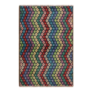 Boho Chic Balochi Hand Knotted Wool Rug - 3'4'' X 4'8'' For Sale