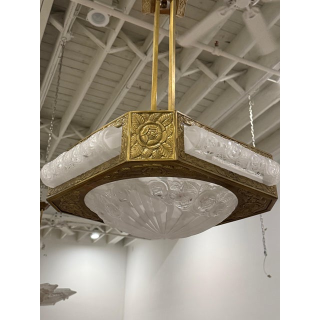 1920s French Art Deco Chandelier Signed by Degué For Sale - Image 5 of 9