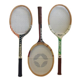 Vintage Designer Decorative Sport Tennis Racquets - Set of Three For Sale