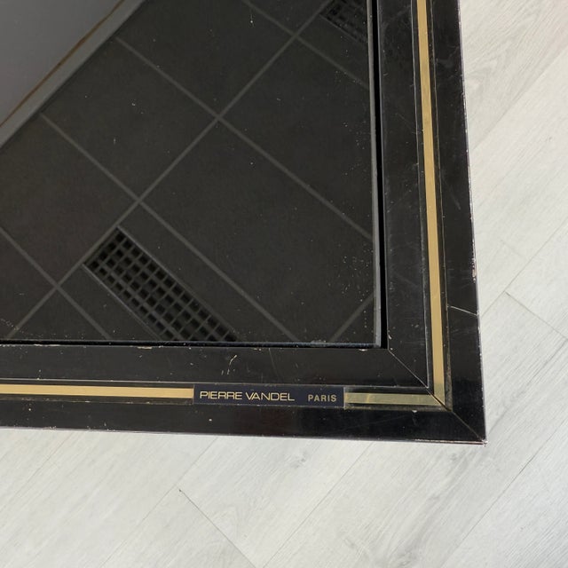 Dimensions: H 29.5” x W 35.7” x D 16.7” Mid-Century Modern French black lacquered sideboard cabinet, designed by Pierre...