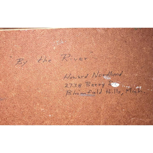 Vintage Howard Nordlund - “By the River” Framed Oil Painting on Masonite Board (American/Michigan) (Circa 1960’s) For Sale In New Orleans - Image 6 of 6