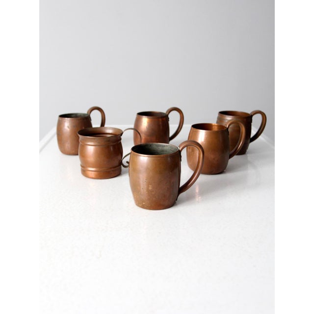 Vintage Copper Mugs - Set of 6 | Chairish