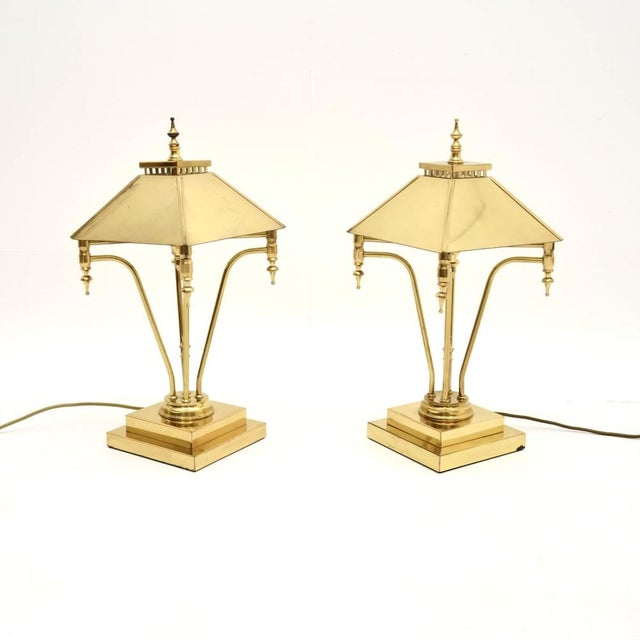 Vintage Brass Table Lamps, 1970s, Set of 2 For Sale - Image 4 of 10