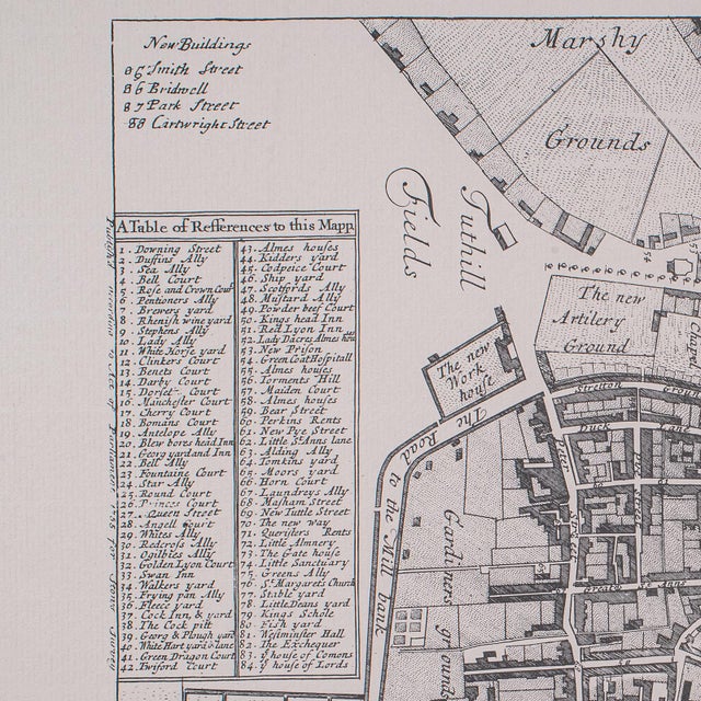 Vintage 18th Century Street Map, London, Houses of Parliament, Westminster Abbey For Sale - Image 6 of 11