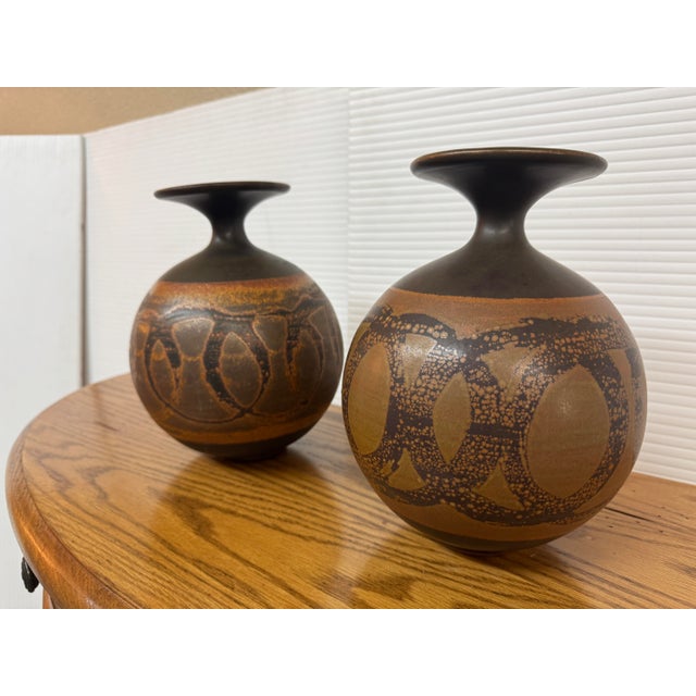 1960s Designs West Stoneware Pottery Spherical Vases, Set of Two For Sale - Image 5 of 12