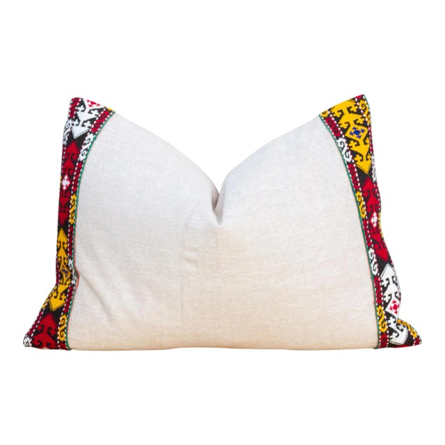 Xoti Linen Tribal Border Pillow For Sale