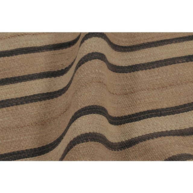 Vintage Bidjar Persian Kilim, Tribal Rug in Brown Stripes For Sale In New York - Image 6 of 7