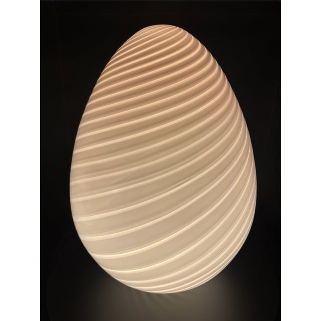 Mid-Century Modern Rare- Mid-Century Find: Murano Swirl Glass Egg Lamp For Sale - Image 3 of 6