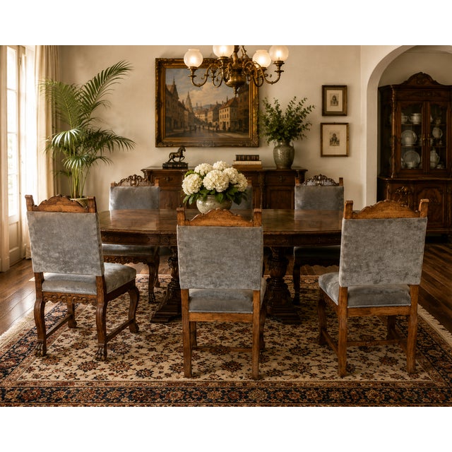 These beautiful chairs are carved Colombian Victorian-style dining chairs with claw feet. The chairs are from the 1940s...