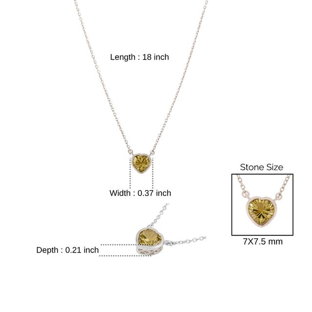 Minimalist 1.88 Ct Lemon Quartz Heart Pendant Necklace With 925 Silver Bezel Setting For Sale - Image 9 of 11