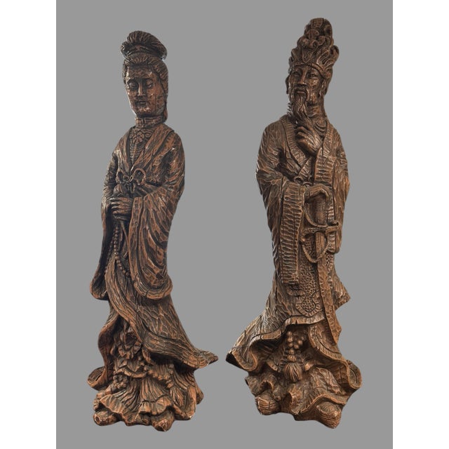Pair of Vintage Universal Statue Chicago 36" Figural Oriental Man & Lady Statues For Sale - Image 11 of 11