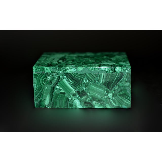 Gemstone Malachite Box Gemstone Box Peony Garden For Sale - Image 7 of 18