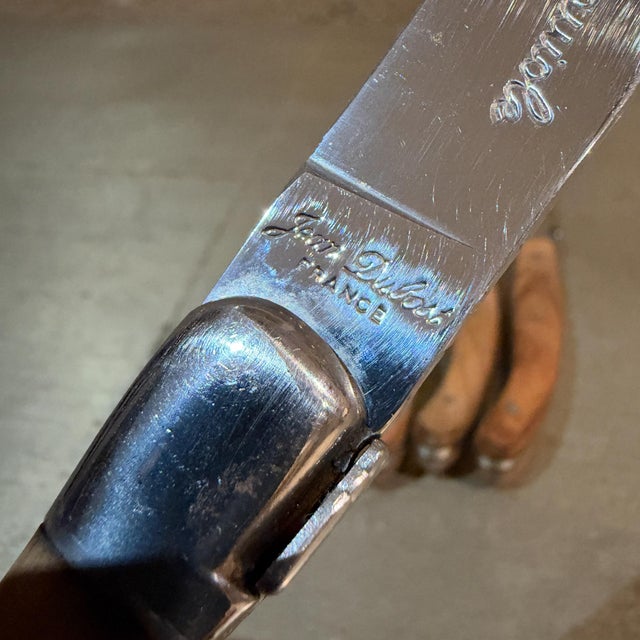 1980s Laguiole-Style Steak Knives Wood and Stainless Steel - Set of 4 For Sale In San Diego - Image 6 of 6
