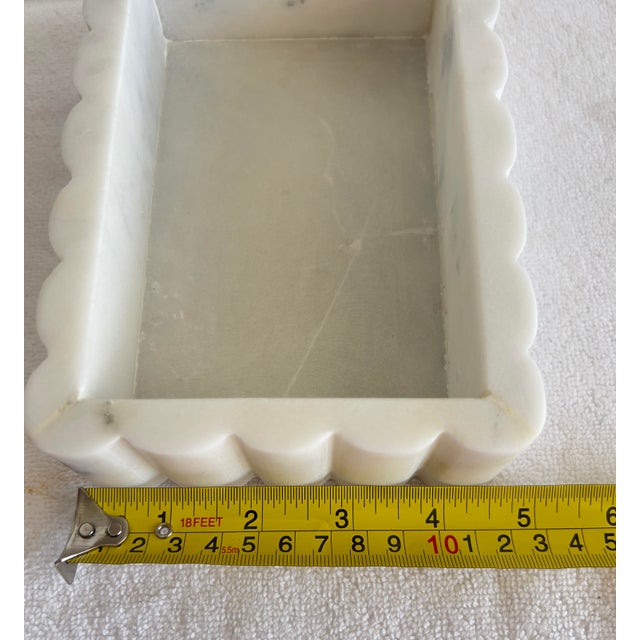 Modern Fluted Marble Alabaster White Vanity Jewelry Trinket Box For Sale In Miami - Image 6 of 8