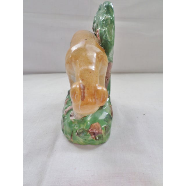 Ceramic Antique Staffordshire Pottery Lioness Cat With Baby Figurine For Sale - Image 7 of 8