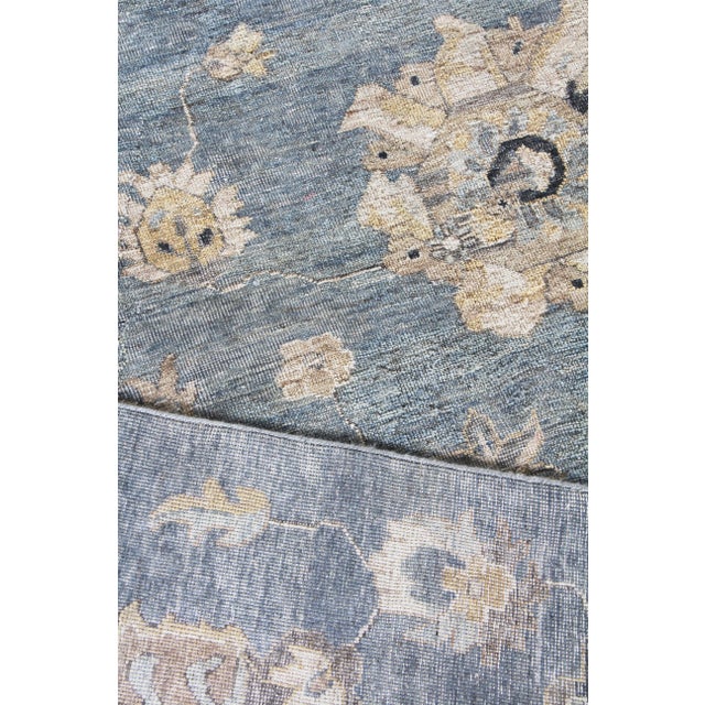 Blue Exquisite Rugs Evie Hand Knotted Wool Light Blue & Multi - 6'x9' For Sale - Image 8 of 9