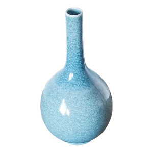 Vintage Pottery Gourde-Shaped Vase in Blue Lava Glaze With Rimmed Foot