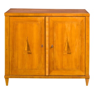 Austrian Biedermeier Period Walnut Buffet with Geometric Pyramidal Marquetry For Sale