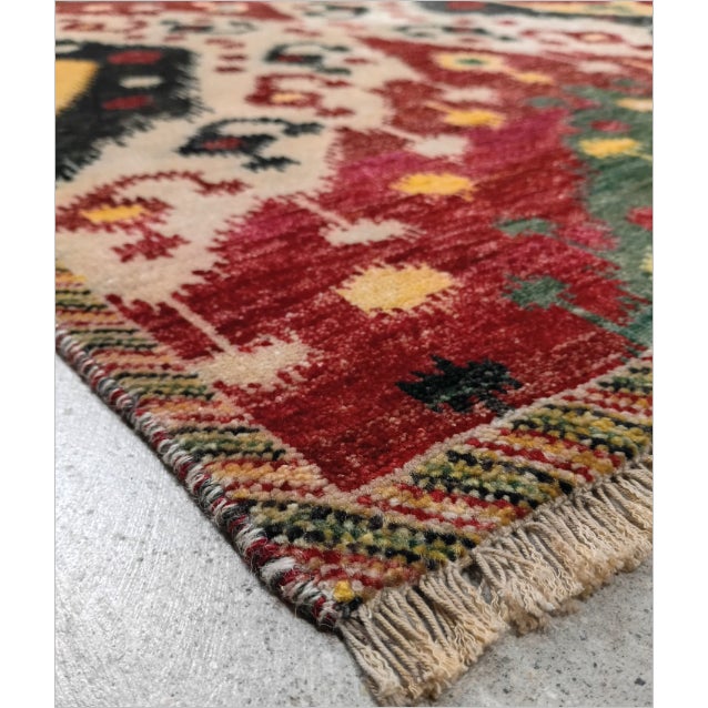 Genuine Hand-Knotted Ikat Rug. 8'x 10'3" For Sale - Image 4 of 17