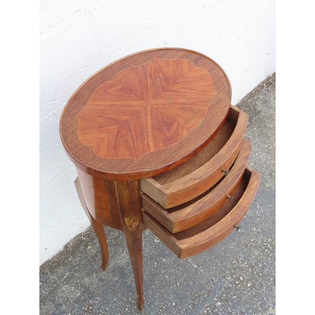 French Early 1900s Inlay Tall Nightstand End Side Table 6316 For Sale - Image 4 of 16