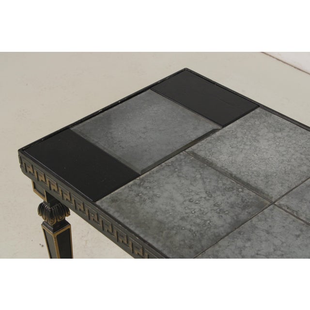 Neoclassical Ebony & Smoked Mirror Top Console Table For Sale - Image 10 of 14