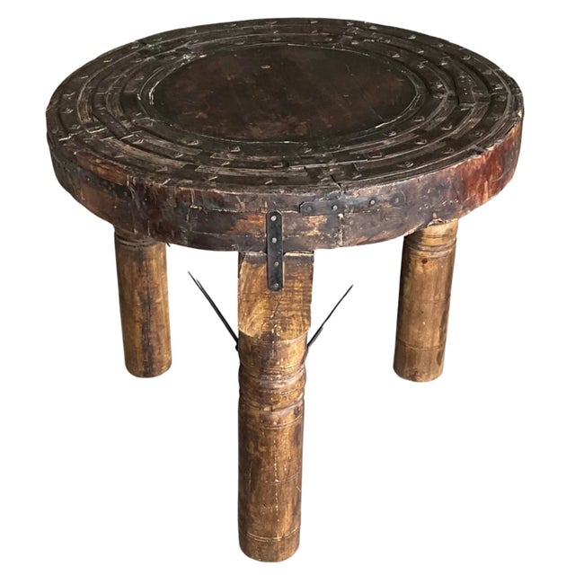 Early 20th Century Indonesian Wood Wheel Accent Side Table For Sale - Image 4 of 5