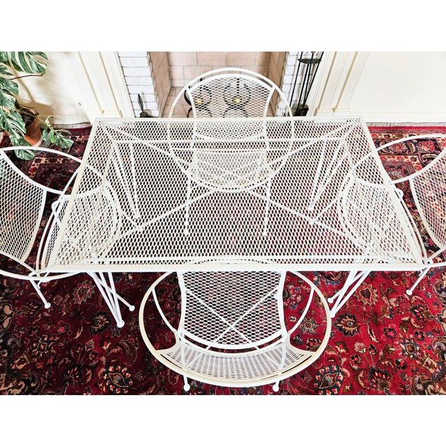 Mid-Century Modern MCM Atomic Radar Santorini Wrought Iron Table and Chair Set, 5 Pieces For Sale - Image 3 of 7