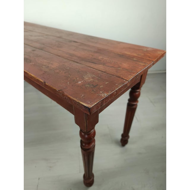 Rustic Burgundy Patinated Console Table For Sale - Image 5 of 18