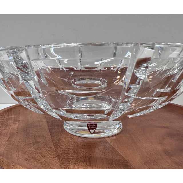 Mid 20th Century Vintage Orrefors “Thousand Windows” Crystal Footed Centerpiece Bowl by Simon Gate, Sweden For Sale - Image 5 of 10