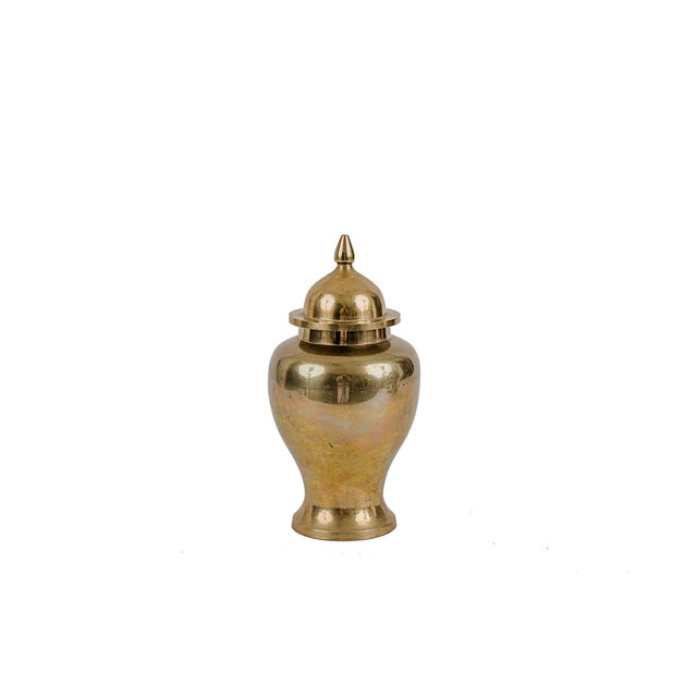 Vintage Pair of Brass Ginger Jars Mid-Century Modern Hollywood Regency For Sale In Tulsa - Image 6 of 9