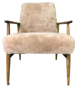 Mid-Century Brown Sheepskin Armchair