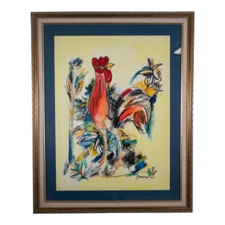 Mariano Rodríguez (1912–1990) – Gallo - 1985 - Original Mixed Media -32" X 40" For Sale