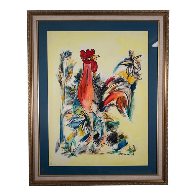 Mariano Rodríguez (1912–1990) – Gallo - 1985 - Original Mixed Media -32" X 40" For Sale