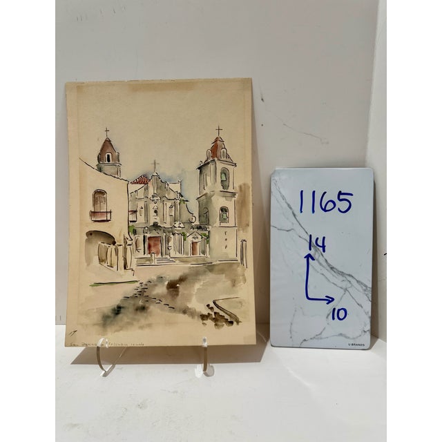 Gray Henry Emil Salloch Original Watercolor on Paper San Ignacio, Columbus. For Sale - Image 8 of 8