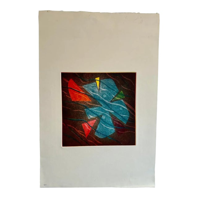 Mid-Century Modern Abstract Etching Aquatint - Arnold Grossman, Ed. 3/30 - Arches For Sale