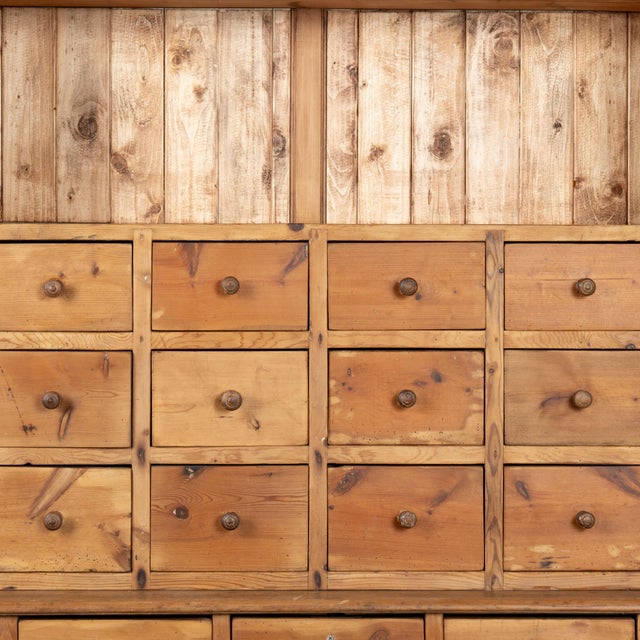 19th Century Large Pine Apothecary Display Cabinet With 57 Drawers For Sale - Image 9 of 11