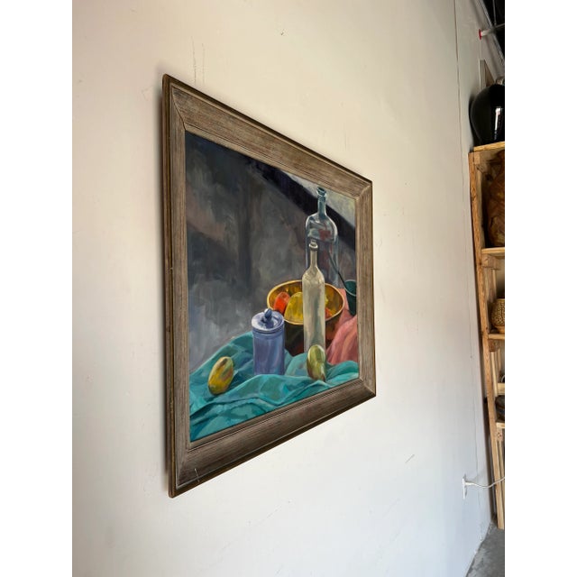 A Mid-Century Modern still life painting By JAM PAMHUIS. C,1970's . Signed on the back. A dramatically lit and richly...