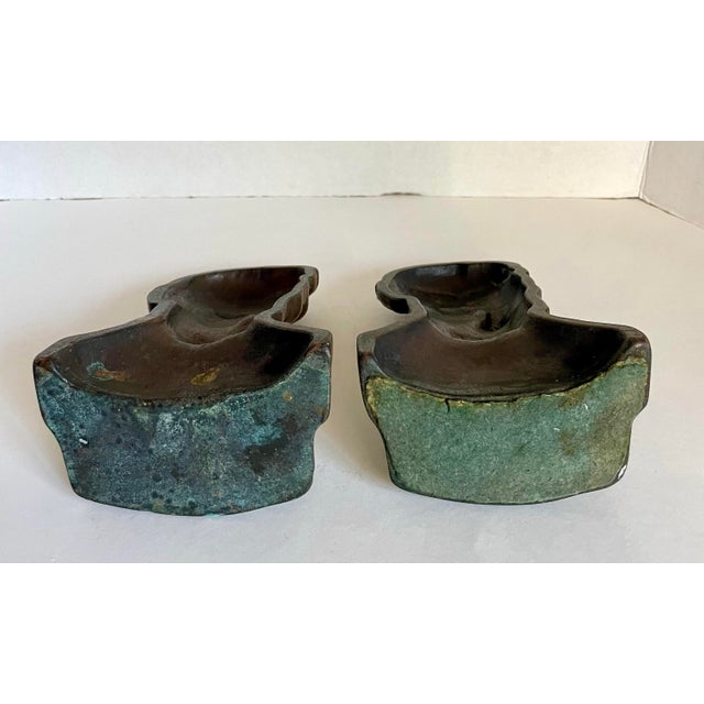 Metal 1930's Bronzed Copper Abraham Lincoln Bust Bookends For Sale - Image 7 of 9