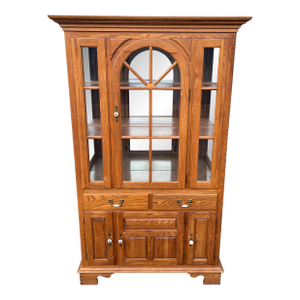 Keller Illuminated Oak China Display Hutch Cabinet