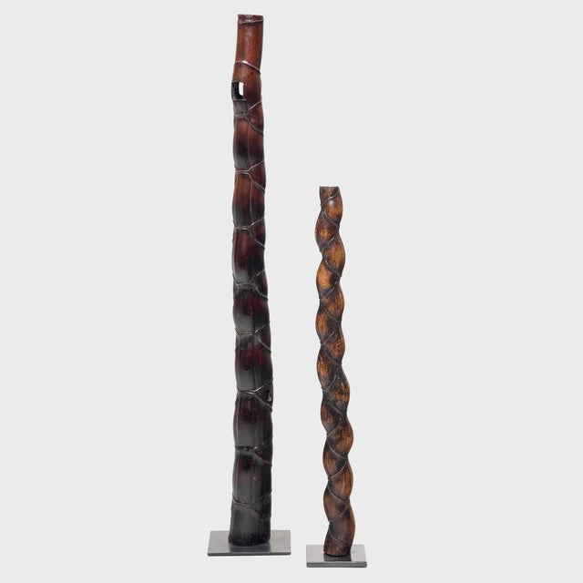 Wood Chinese Buddha Belly Bamboo Pipe, C. 1900 For Sale - Image 7 of 7