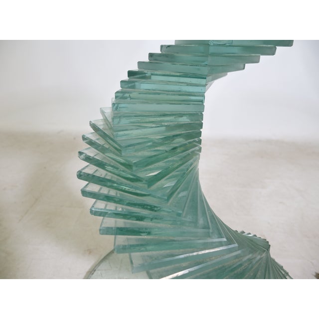 Postmodern Glass Spiral Helix Side Table, 1980s For Sale - Image 4 of 7