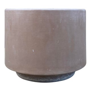 Vintage Brown Ceramic Gainey Planter with Saucer For Sale