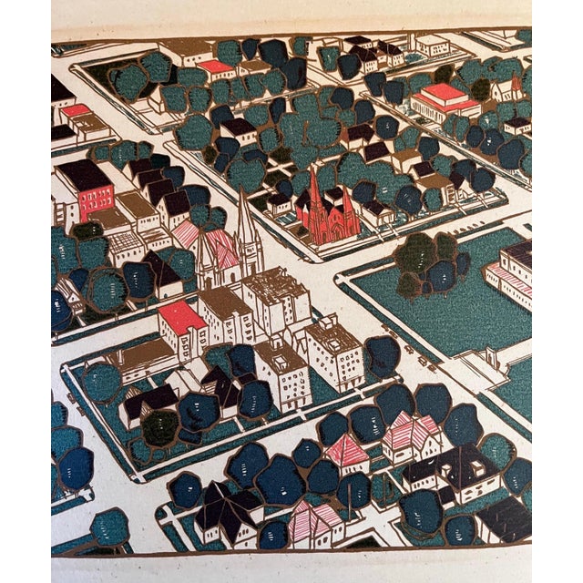 Mid 20th Century Aerial View of Lincoln Nebraska Signed Art Print For Sale - Image 10 of 11