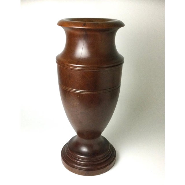 Wood Early 20th Century Mahogany Turned Wood Floor Vase For Sale - Image 7 of 10